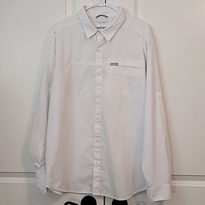 Columbia Omni-Shade long sleeve button-up shirt - M's L - white - zipper pocket